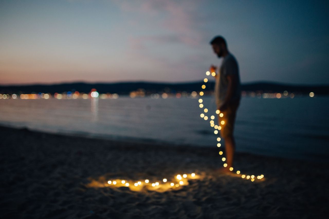 Fairy lights at the beach in Bulgaria